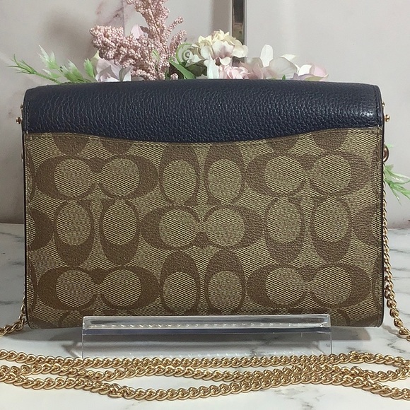 NWT Coach Khaki Midnight Signature Print Chain Crossbody - Picture 3 of 8